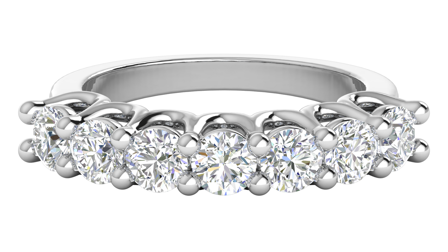 2.10 Ctw Dazzling Seven-Stone Wedding Band With U-Shape Prong Setting In 14K White Gold
