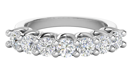 2.10 Ctw Dazzling Seven-Stone Wedding Band With U-Shape Prong Setting In 14K White Gold