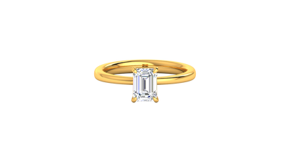 1.00 Ctw Emerald Cut Solitaire Engagement Ring Set In 14K Yellow Gold