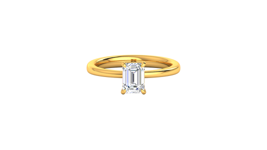 1.00 Ctw Emerald Cut Solitaire Engagement Ring Set In 14K Yellow Gold