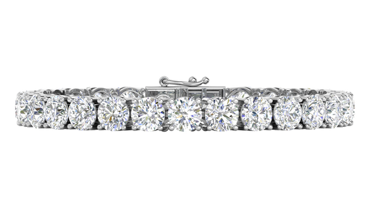 27.00 Ctw Round Brilliant Diamond Tennis Bracelet In 14K White Gold