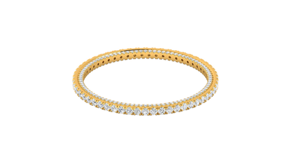 32.40 Ctw Round Cut Diamond Bangle | Double Row Pavé-Set Luxury Diamond Bangle Set In 14K Yellow Gold