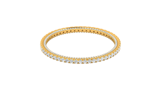 32.40 Ctw Round Cut Diamond Bangle | Double Row Pavé-Set Luxury Diamond Bangle Set In 14K Yellow Gold
