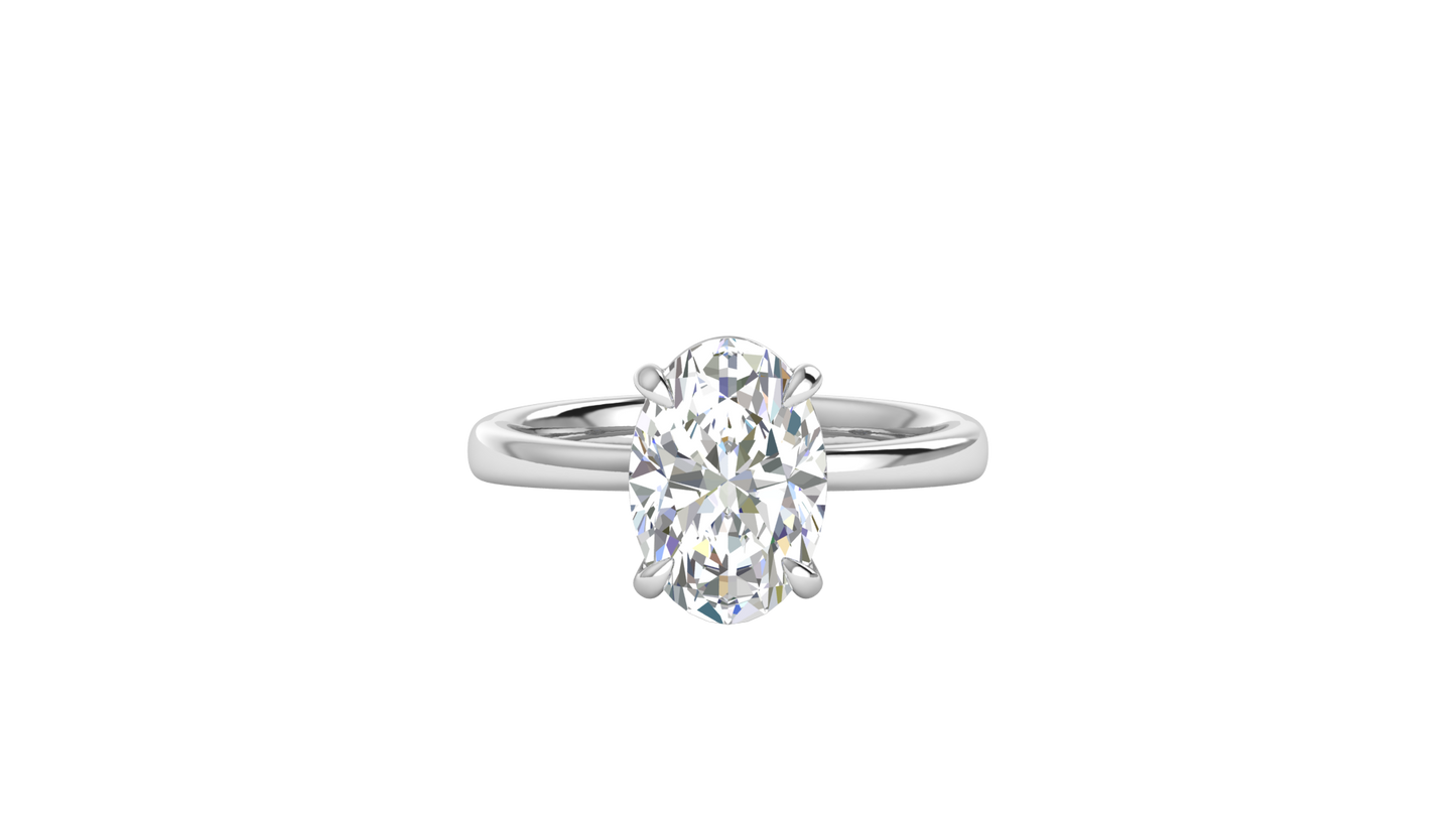 3.00 Ctw Oval Cut Solitaire Engagement Ring Set In 14K White Gold