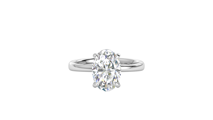 3.00 Ctw Oval Cut Solitaire Engagement Ring Set In 14K White Gold