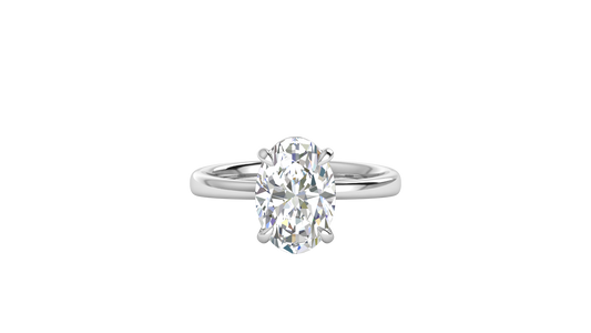 3.00 Ctw Oval Cut Solitaire Engagement Ring Set In 14K White Gold