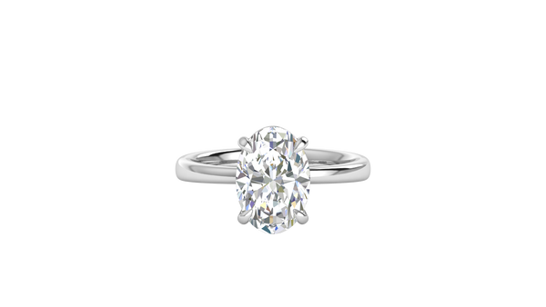 3.00 Ctw Oval Cut Solitaire Engagement Ring Set In 14K White Gold