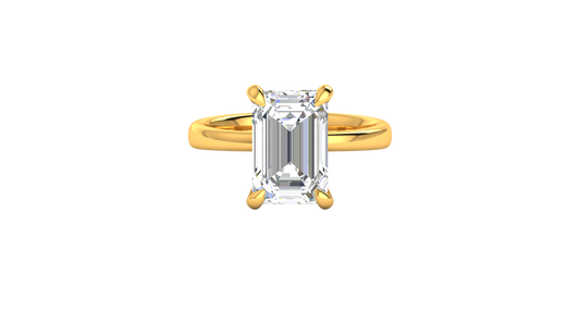 5.00 Ctw Emerald Cut Solitaire Engagement Ring Set In 14K Yellow Gold