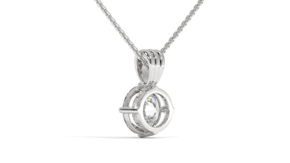 1.00 CTW Round Diamond Four-Prong Solitaire Pendant in 14K White Gold – Secure Claw-Prong Setting