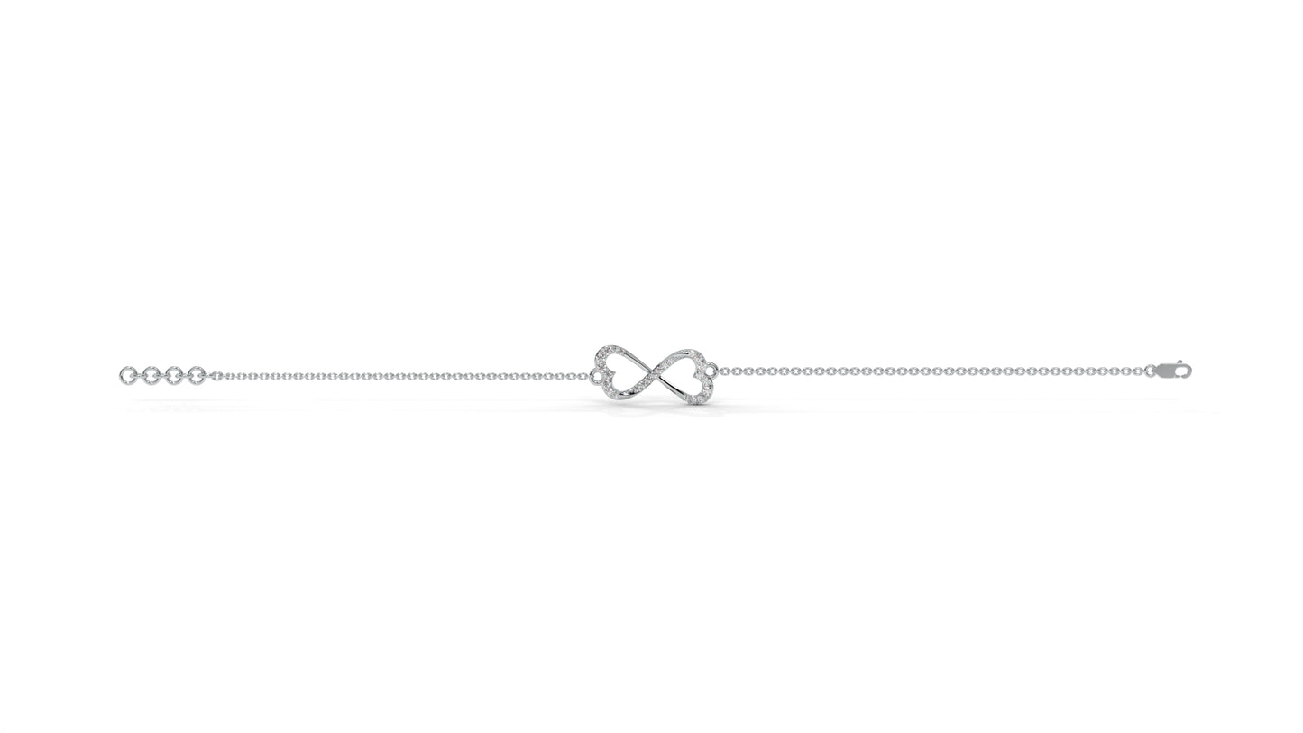 0.17 CTW Diamond Infinity Heart Bracelet in 14K White Gold – Eternal Love Design