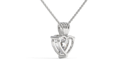 1.50 CTW Heart-Shaped Diamond Solitaire Pendant in 14K White Gold – Secure Claw-Prong Setting