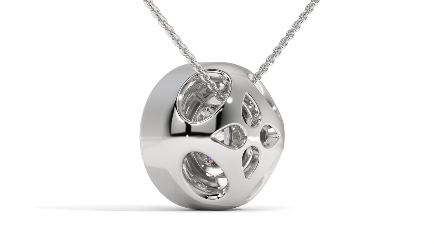 2.00 CTW Round Diamond Bezel-Set Solitaire Pendant in 14K White Gold