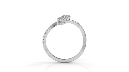 0.34 CTW Toi et Moi Diamond Ring in 14K White Gold with Round Cut Diamonds