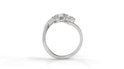 2.07 CTW Toi et Moi Diamond Ring in 14K White Gold with Oval and Round Diamonds