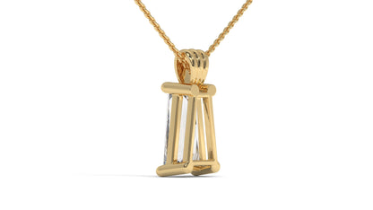 4.00 CTW Tapered Baguette Diamond Solitaire Pendant in 14K Yellow Gold – Secure Claw-Prong Setting