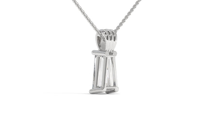 2.00 CTW Tapered Baguette Diamond Solitaire Pendant in 14K White Gold – Secure Claw-Prong Setting