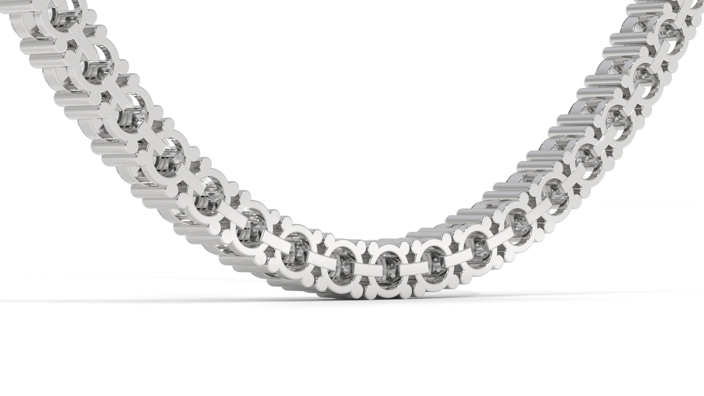 17.50 CTW Diamond Tennis Necklace in 14K White Gold – Classic Round Cut Single Row In 17 Inch