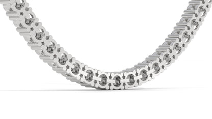 17.50 CTW Diamond Tennis Necklace in 14K White Gold – Classic Round Cut Single Row In 17 Inch