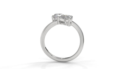 2.00 CTW Toi et Moi Diamond Ring in 14K White Gold with Heart Shape Diamonds