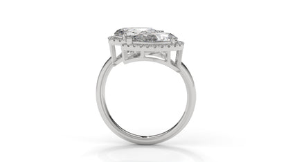 1.95 CTW Toi et Moi Diamond Ring in 14K White Gold with Pear and Round Cut Diamonds