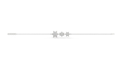 0.45 CTW Diamond Star Bracelet in 14K White Gold – Triple Star Pavé Design