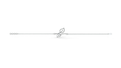 0.17 CTW Diamond Leaf Bracelet in 14K White Gold – Dainty Nature Inspired Jewelry