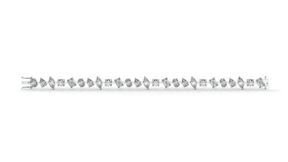 12.50 CTW Mixed Shape Diamond Bracelet in 14K White Gold – Round, Emerald, Oval, Pear & Marquise Cut