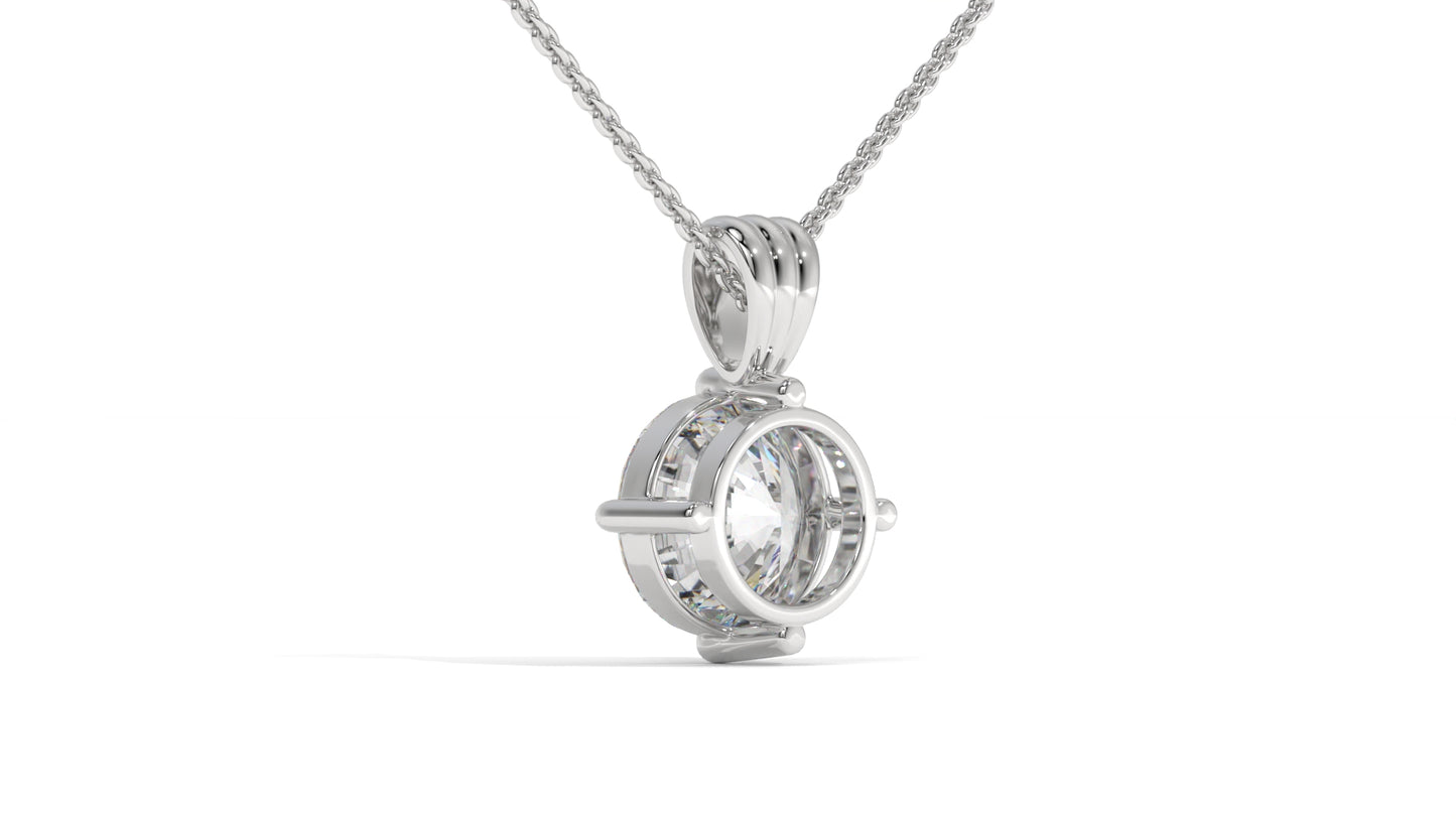 2.00 CTW Round Diamond Four-Prong Solitaire Pendant in 14K White Gold – Secure Claw-Prong Setting