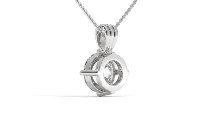 3.00 CTW Round Diamond Four-Prong Solitaire Pendant in 14K White Gold – Secure Claw-Prong Setting
