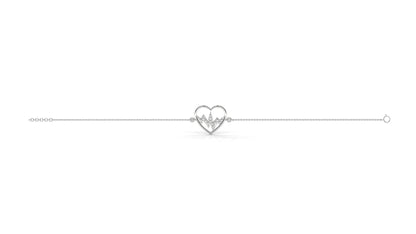 0.11 CTW Diamond Heartbeat Bracelet in 14K White Gold – Heart Outline Design