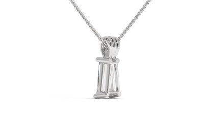 1.50 CTW Tapered Baguette Diamond Solitaire Pendant in 14K White Gold – Secure Claw-Prong Setting