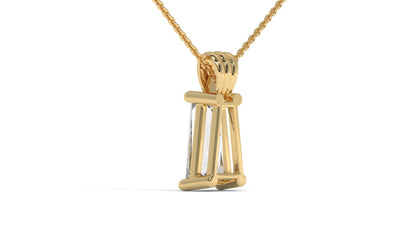 3.00 CTW Tapered Baguette Diamond Solitaire Pendant in 14K Yellow Gold – Secure Claw-Prong Setting