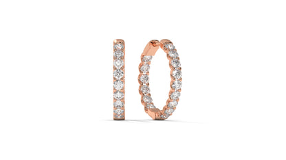 1.56 CTW Round Diamond Hoop Earrings in 14K Rose Gold