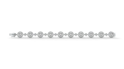 4.18 CTW Diamond Halo Link Bracelet in 14K White Gold