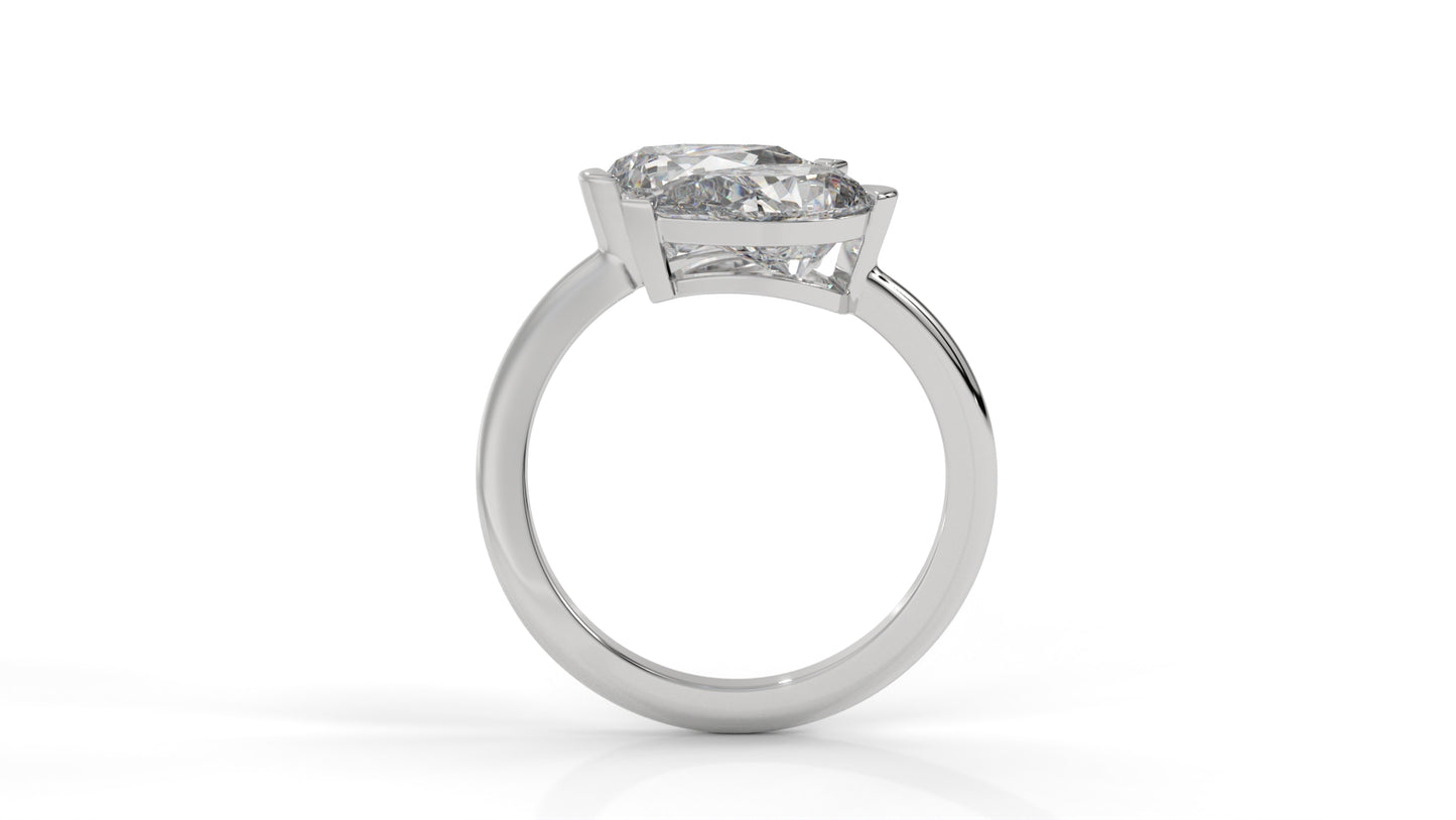5.00 CTW Toi et Moi Diamond Ring in 14K White Gold with Pear-Shape Diamonds
