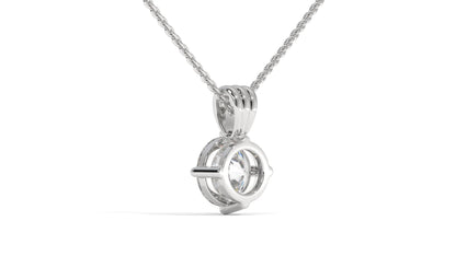 1.50 CTW Round Diamond Four-Prong Solitaire Pendant in 14K White Gold – Secure Claw-Prong Setting