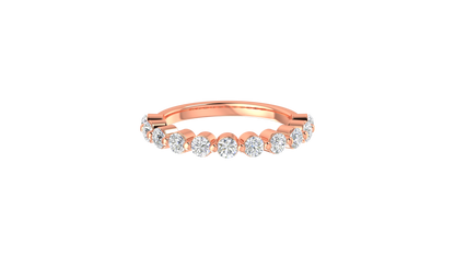 0.60 Ctw Bezal-Set Wedding Band Set In 14K Rose Gold