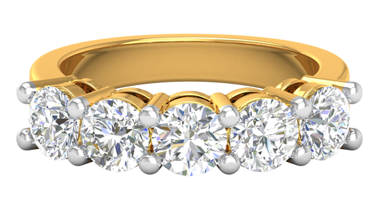 2.50 Ctw Elegant Five-Stone Wedding Band Set In 14K Yellow Gold