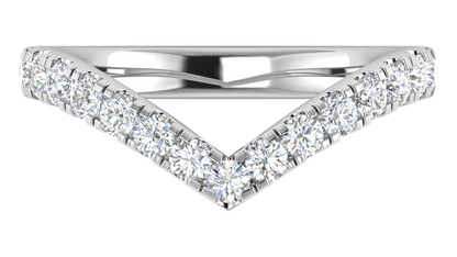 0.68 Ctw Elegant Diamond Chevron Ring Set In 14K White Gold