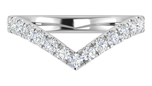 0.68 Ctw Elegant Diamond Chevron Ring Set In 14K White Gold