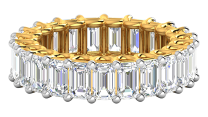 6.90 Ctw Emerald Cut Diamond Eternity Band Set In 14K Yellow Gold