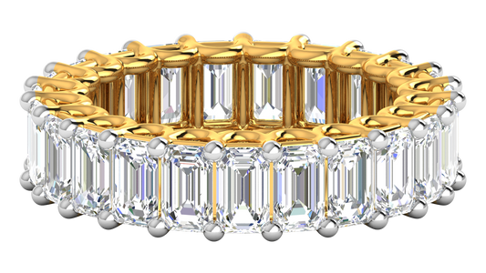 6.90 Ctw Emerald Cut Diamond Eternity Band Set In 14K Yellow Gold