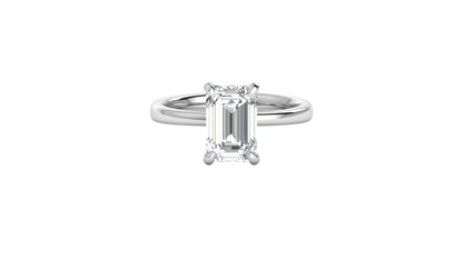 3.00 Ctw Emerald Cut Solitaire Engagement Ring Set In 14K White Gold