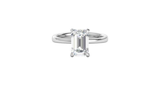 3.00 Ctw Emerald Cut Solitaire Engagement Ring Set In 14K White Gold