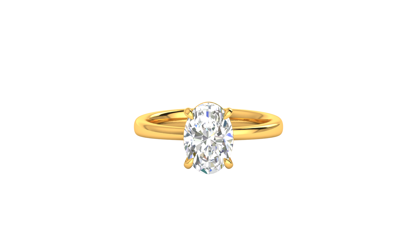 2.00 Ctw Oval Cut Solitaire Engagement Ring Set In 14K Yellow Gold
