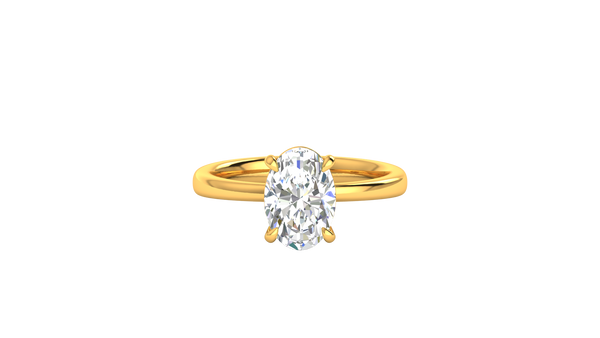 2.00 Ctw Oval Cut Solitaire Engagement Ring Set In 14K Yellow Gold