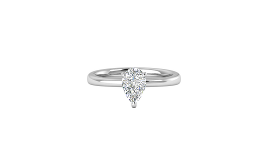 1.00 Ctw Pear Cut Solitaire Engagement Ring Set In 14K White Gold