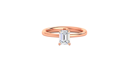 1.00 Ctw Emerald Cut Solitaire Engagement Ring Set In 14K Rose Gold