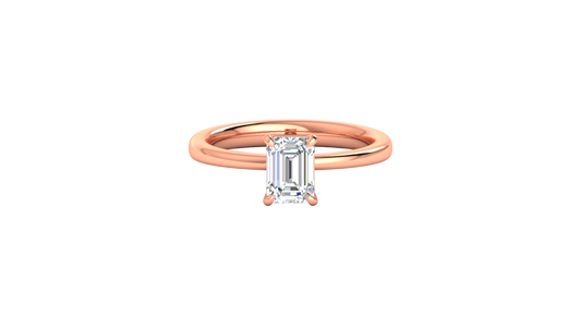 1.00 Ctw Emerald Cut Solitaire Engagement Ring Set In 14K Rose Gold