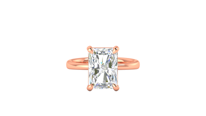 5.00 Ctw Radiant Cut Solitaire Engagement Ring Set In 14K Rose Gold